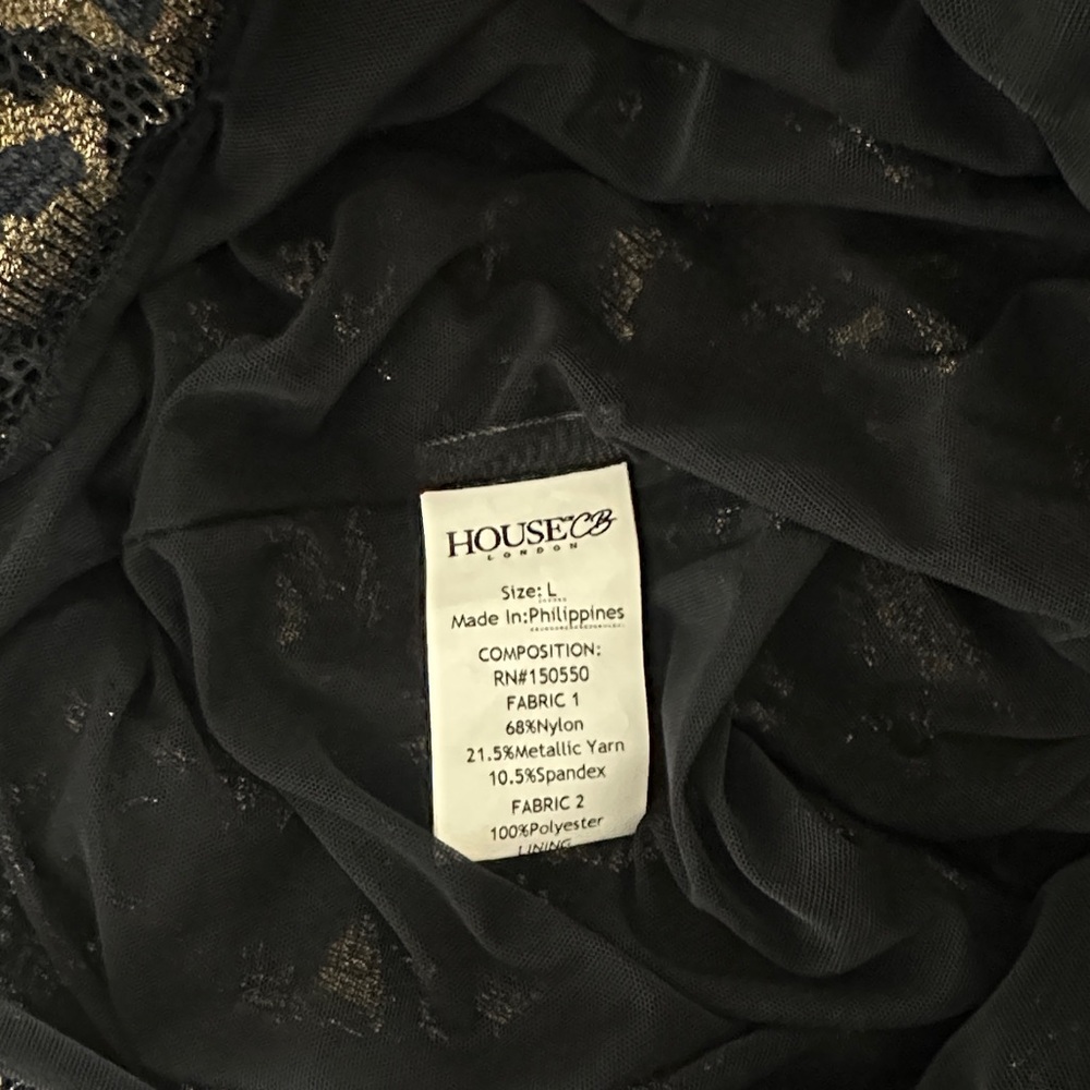 House of CB Black and Gold Puff Sleeve Mini Dress - Picture 9 of 10